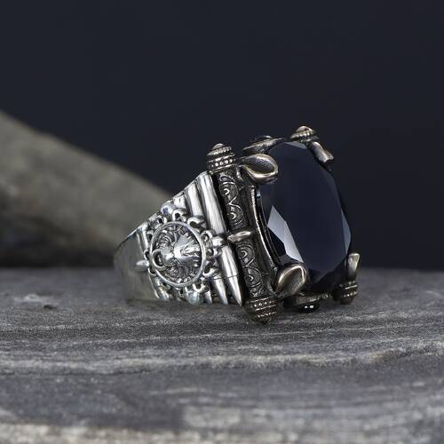 925 Silver Men's Ring With Zircon Stone - 1