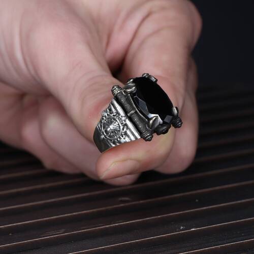 925 Silver Men's Ring With Zircon Stone - 3