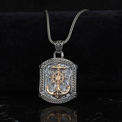 925 Sterling Silver Men's Necklace With Anchor And Helm - Luxury Jewelry