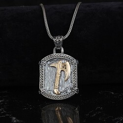 925 Sterling Silver Men's Necklace With Ax Symbol - Luxury Jewelry