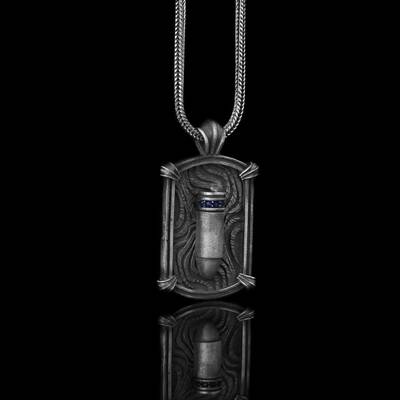 925 Sterling Silver Men's Necklace With Bullet Symbol - 3