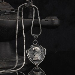 925 Sterling Silver Men's Necklace With Eagle Head - Luxury Jewelry