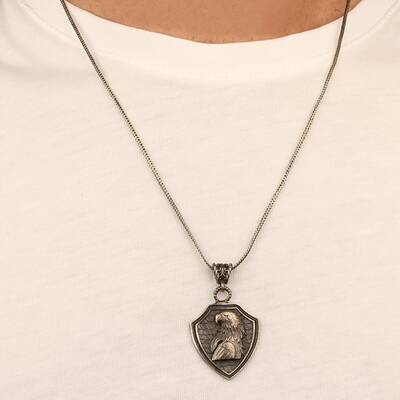 925 Sterling Silver Men's Necklace With Eagle Head - 2