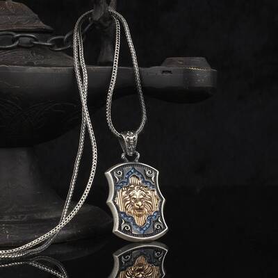 925 Sterling Silver Men's Necklace With Lion Symbol - 1