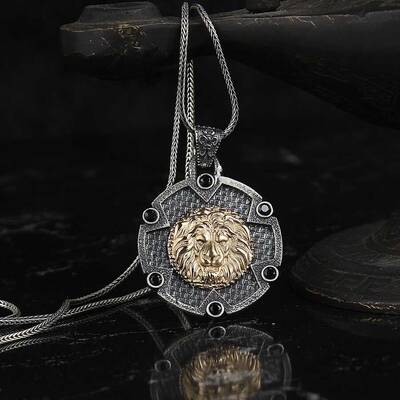 925 Sterling Silver Men's Necklace With Lion Symbol - 1