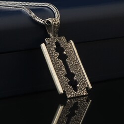925 Sterling Silver Men's Necklace With Razor Symbol - Luxury Jewelry