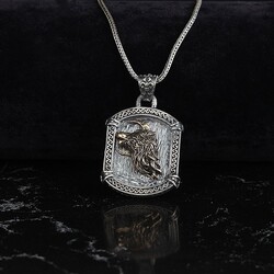 925 Sterling Silver Men's Necklace With Wolf Symbol - Luxury Jewelry