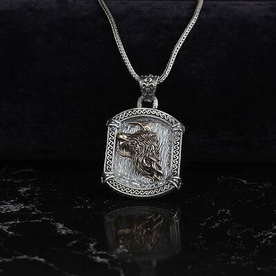 925 Sterling Silver Men's Necklace With Wolf Symbol - 1