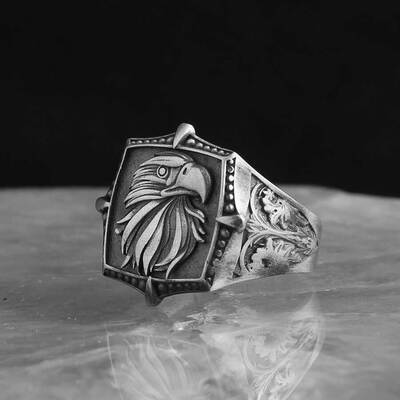 925 Sterling Silver Men's Ring With Eagle Symbol - 1