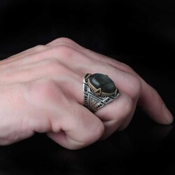 925 Sterling Silver Men's Ring With Labradorite Stone - 3