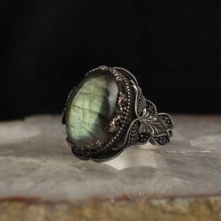 925 Sterling Silver Men's Ring With Labradorite Stone - 2