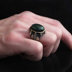 925 Sterling Silver Men's Ring With Labradorite Stone - 3