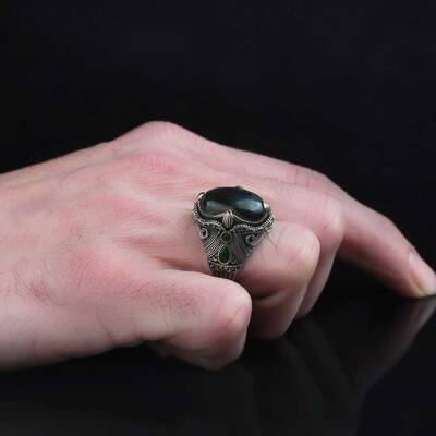 925 Sterling Silver Men's Ring With Labradorite Stone - 3