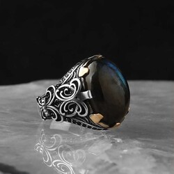 925 Sterling Silver Men's Ring With Labradorite Stone - 2