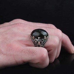925 Sterling Silver Men's Ring With Labradorite Stone - 3