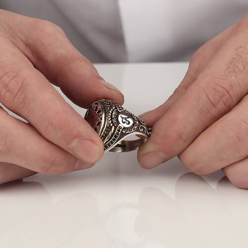 925 Sterling Silver Men's Ring With Name And Letter Written - 2