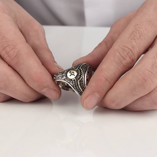 925 Sterling Silver Men's Ring With Name And Letter Written - 3