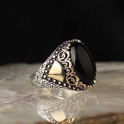 925 Sterling Silver Men's Ring With Onyx Stone - Luxury Jewelry