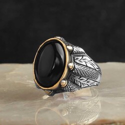 925 Sterling Silver Men's Ring With Onyx Stone - Luxury Jewelry