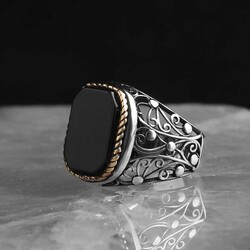 925 Sterling Silver Men's Ring With Onyx Stone - Luxury Jewelry