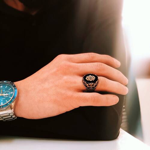 925 Sterling Silver Men's Ring With Onyx Stone - 2