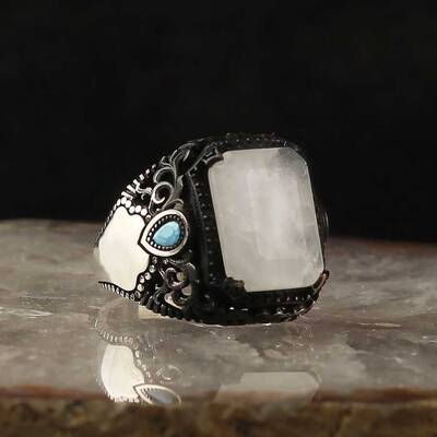 925 Sterling Silver Men's Ring With Paraiba Stone - 2