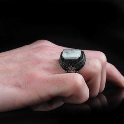 925 Sterling Silver Men's Ring With Paraiba Stone - 3