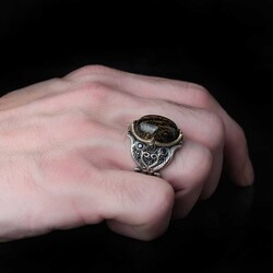 925 Sterling Silver Men's Ring With Pietersite Stone - 3