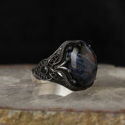 925 Sterling Silver Men's Ring With Pietersite Stone - Luxury Jewelry