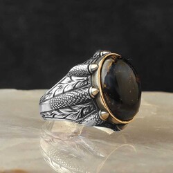 925 Sterling Silver Men's Ring With Pietersite Stone - 2
