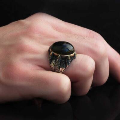 925 Sterling Silver Men's Ring With Pietersite Stone - 3