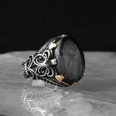 925 Sterling Silver Men's Ring With Pietersite Stone - 2