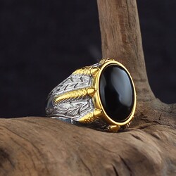 925 Sterling Silver Men's Ring With Rhodium Plated Onyx Stone - Elegant Jewelry