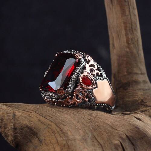 925 Sterling Silver Men's Ring With Rhodium Plated Zircon Stone - 2