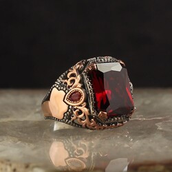 925 Sterling Silver Men's Ring With Rhodium Plated Zircon Stone - Elegant Jewelry