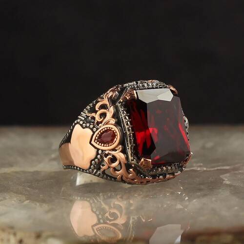 925 Sterling Silver Men's Ring With Rhodium Plated Zircon Stone - 1