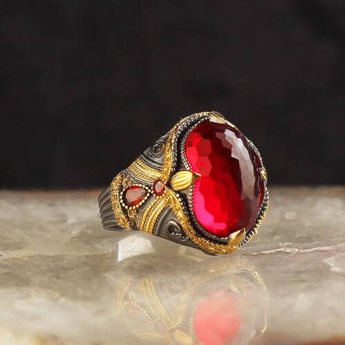 925 Sterling Silver Men's Ring With Rhodium Plated Zircon Stone - 2