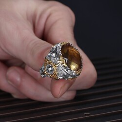 925 Sterling Silver Men's Ring With Rhodium Plated Zultanite Stone - 3