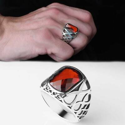 925 Sterling Silver Men's Ring With Zircon Stone - 1