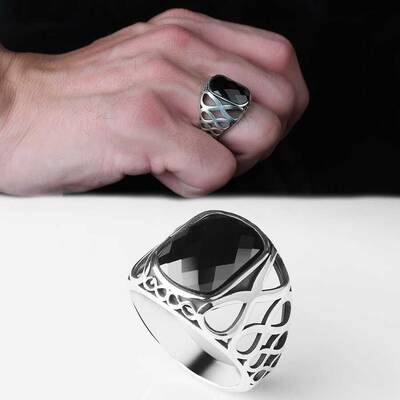 925 Sterling Silver Men's Ring With Zircon Stone - 1
