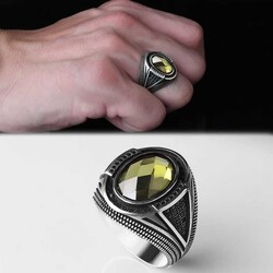 925 Sterling Silver Men's Ring With Zircon Stone - Luxury Jewelry