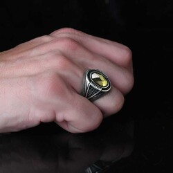 925 Sterling Silver Men's Ring With Zircon Stone - 3