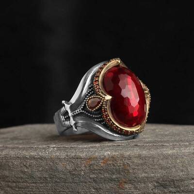 925 Sterling Silver Men's Ring With Zircon Stone - 1