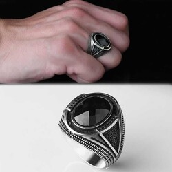 925 Sterling Silver Men's Ring With Zircon Stone - Luxury Jewelry