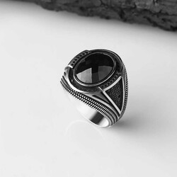 925 Sterling Silver Men's Ring With Zircon Stone - 2