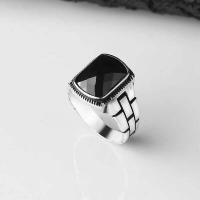 925 Sterling Silver Men's Ring With Zircon Stone - 2
