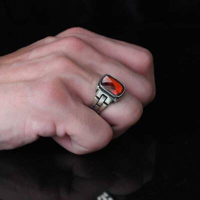 925 Sterling Silver Men's Ring With Zircon Stone - 3