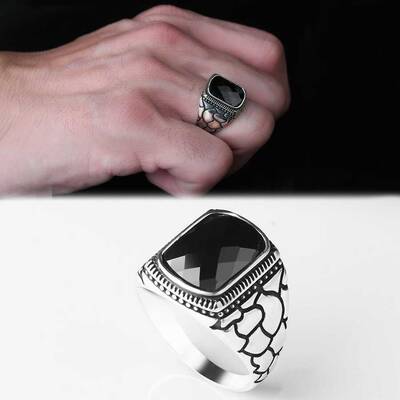 925 Sterling Silver Men's Ring With Zircon Stone - 1