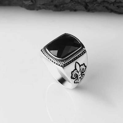 925 Sterling Silver Men's Ring With Zircon Stone - 2