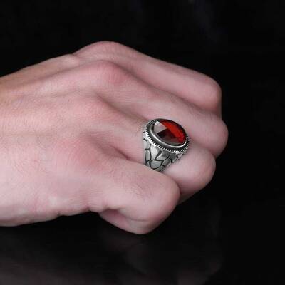 925 Sterling Silver Men's Ring With Zircon Stone - 3